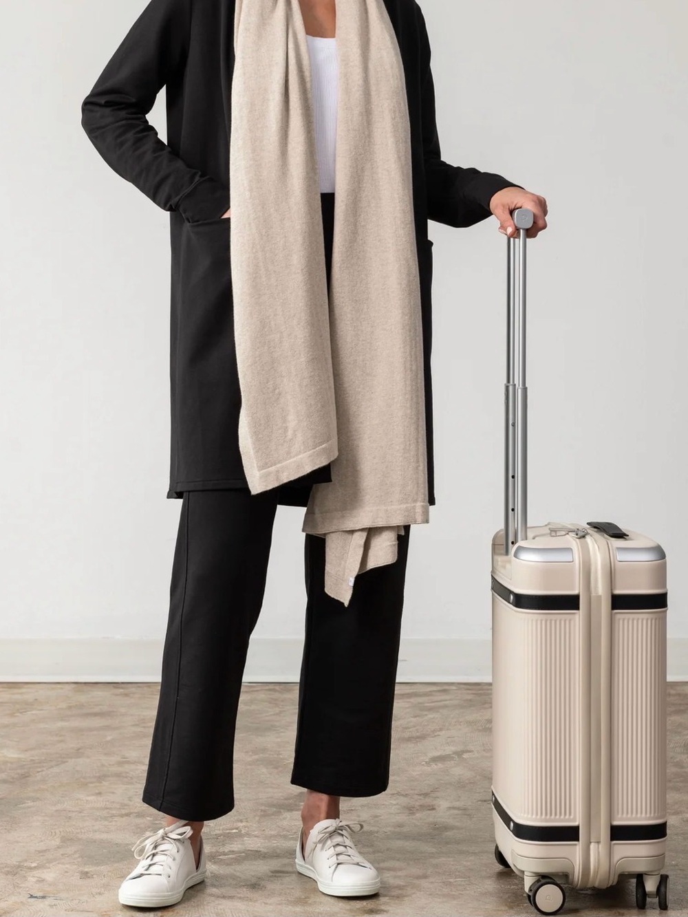 Zestt Organics Travel Wrap Scarf Beige Organic Cotton Lightweight Shawl - Picture 4 of 5